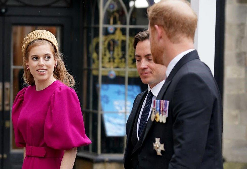 Princess Beatrice with her husband Edoardo Mapelli Mozzi and Prince Harry