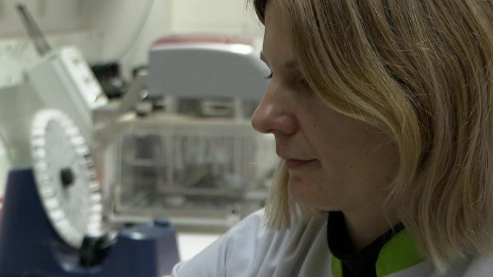 Anca Frinculescu in the laboratory at TICTAC Communications