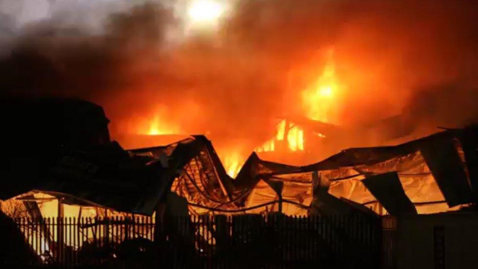 Warehouse fire in Stockport