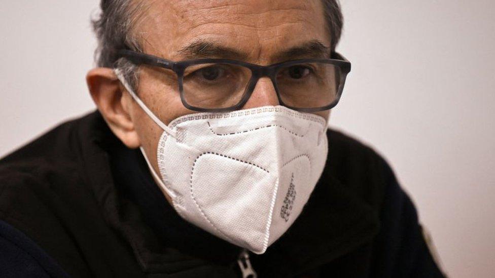 Argentine former police officer Mario Sandoval attends the beginning of his trial over the disappearance of a student at the federal courts in Buenos Aires, on September 14, 2022.