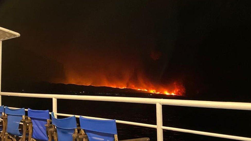 Fire in the Greek island of Rhodes