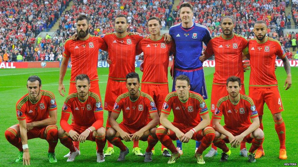 Wales team group before the match