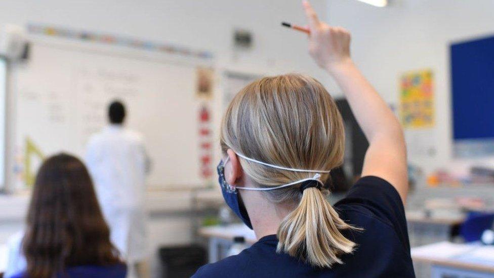 Student wearing a face mask