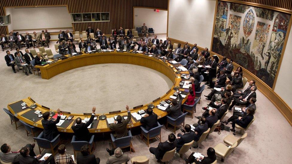 UN Security Council voting on a resolution on Syria on 4 February 2013