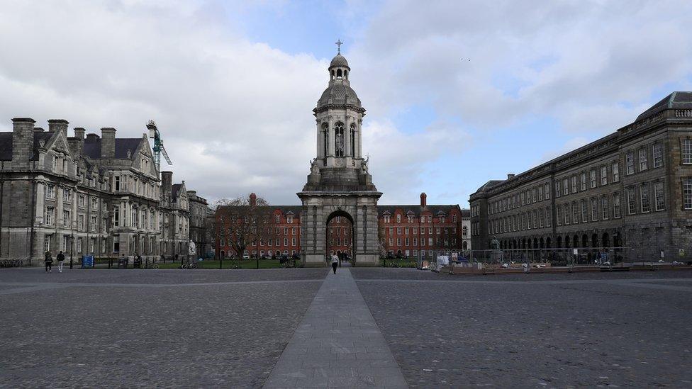 Front Square looking towards the campanile at Trinity College