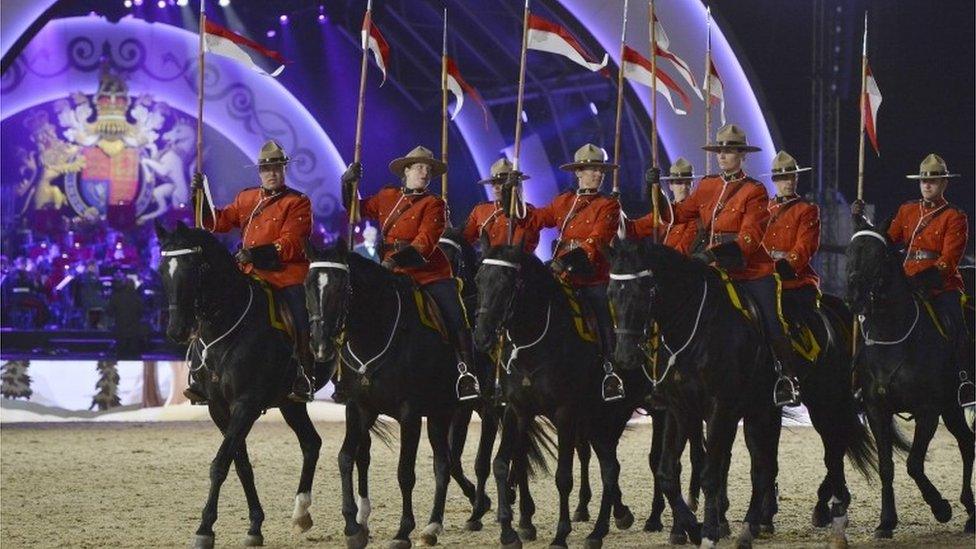 Some of the performers on horseback