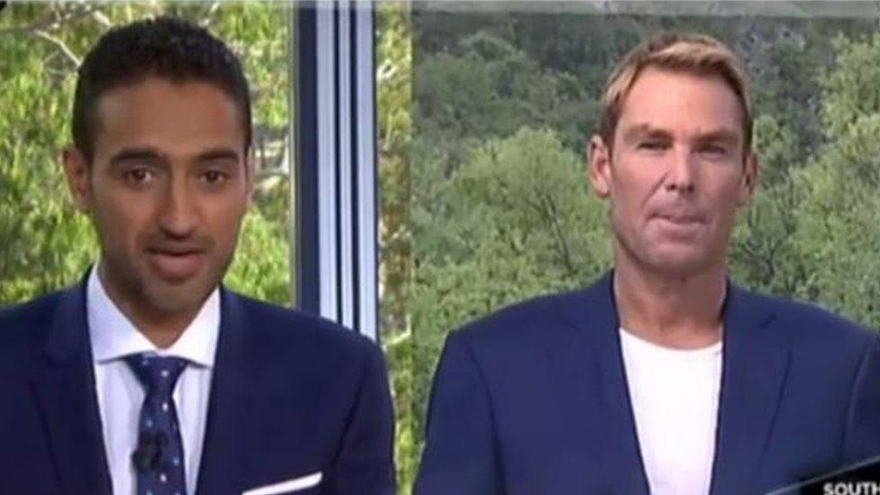 Waleed Aly (left) Shane Warne (right)