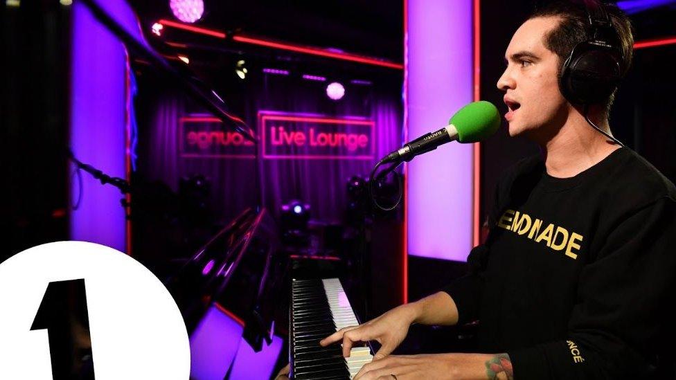 Brendon Urie performing in the Live Lounge