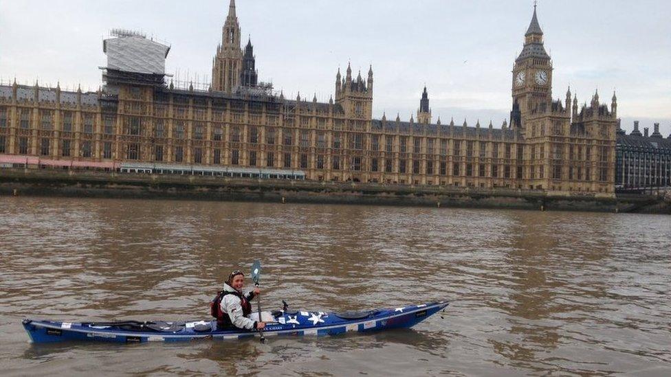 Sarah Outen on the Thames, 3 November 2015
