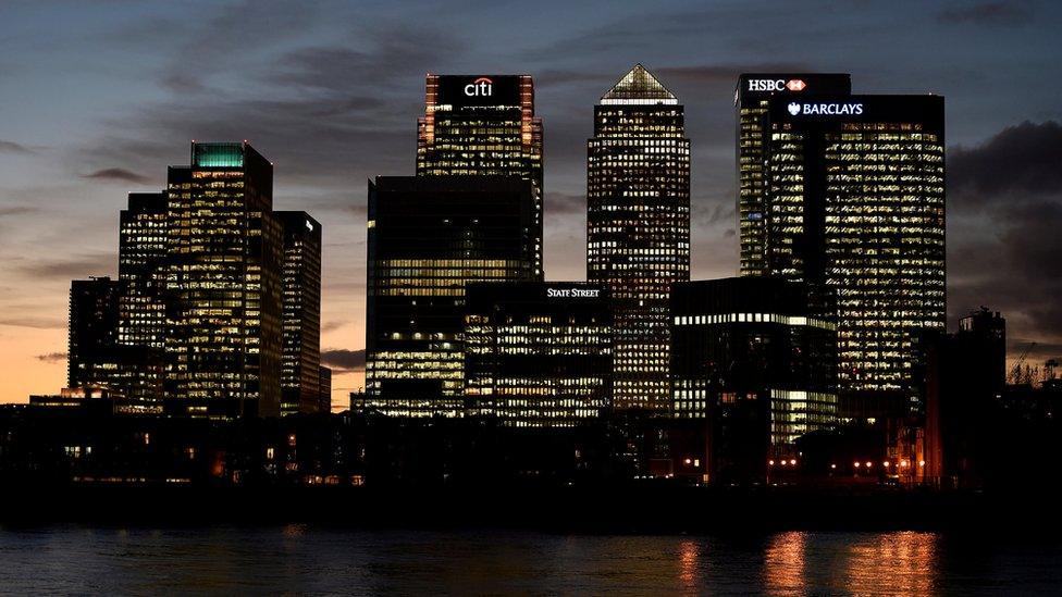 Canary Wharf at dusk