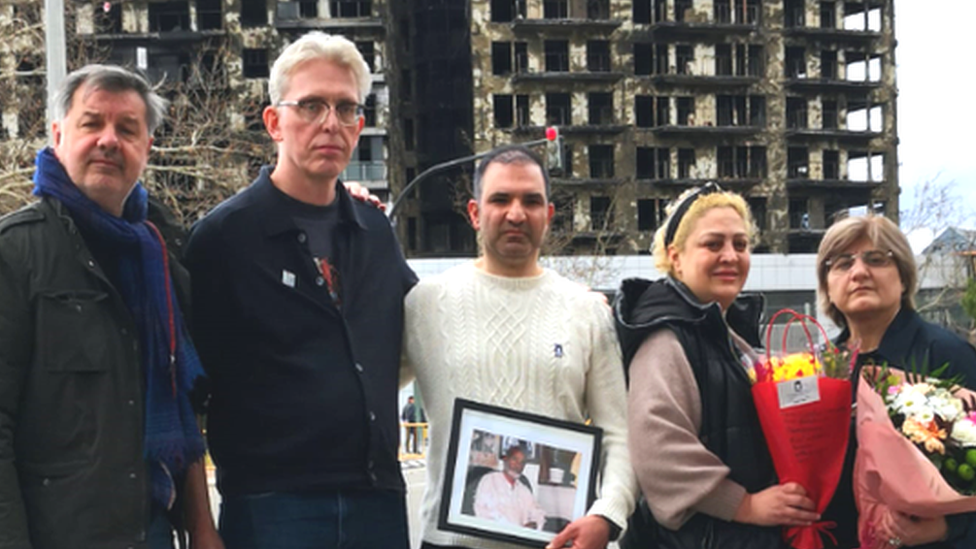 People affected by the Grenfell Tower fire visit the site of the Valencia blaze