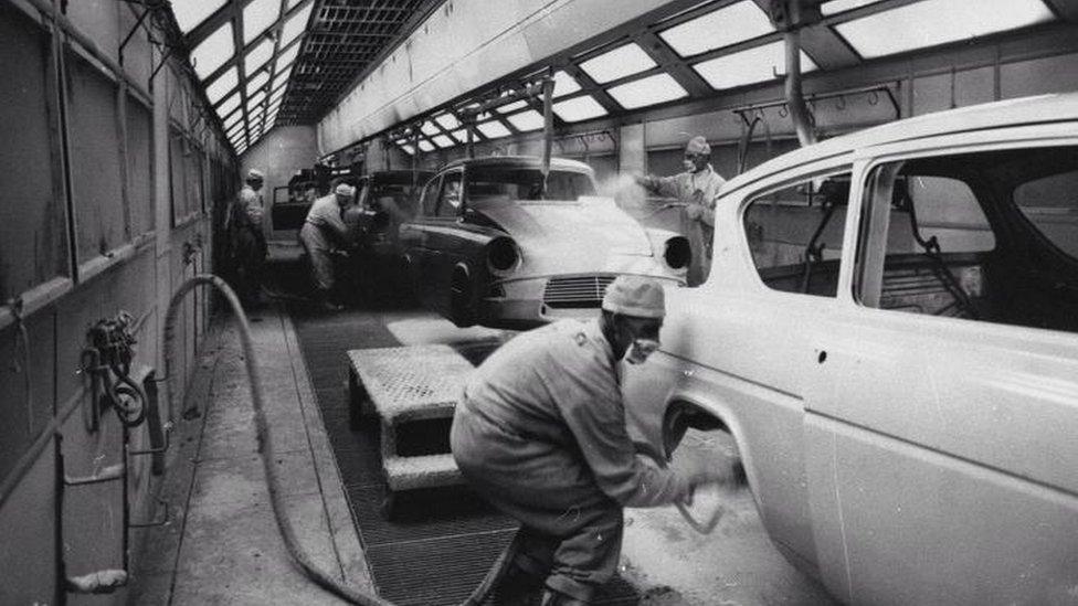 Ford production line at the Dagenham plant in the 1970s