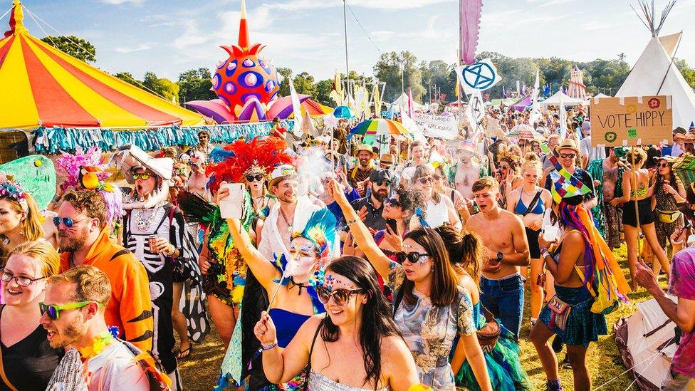 The carnival procession at Shambala Festival