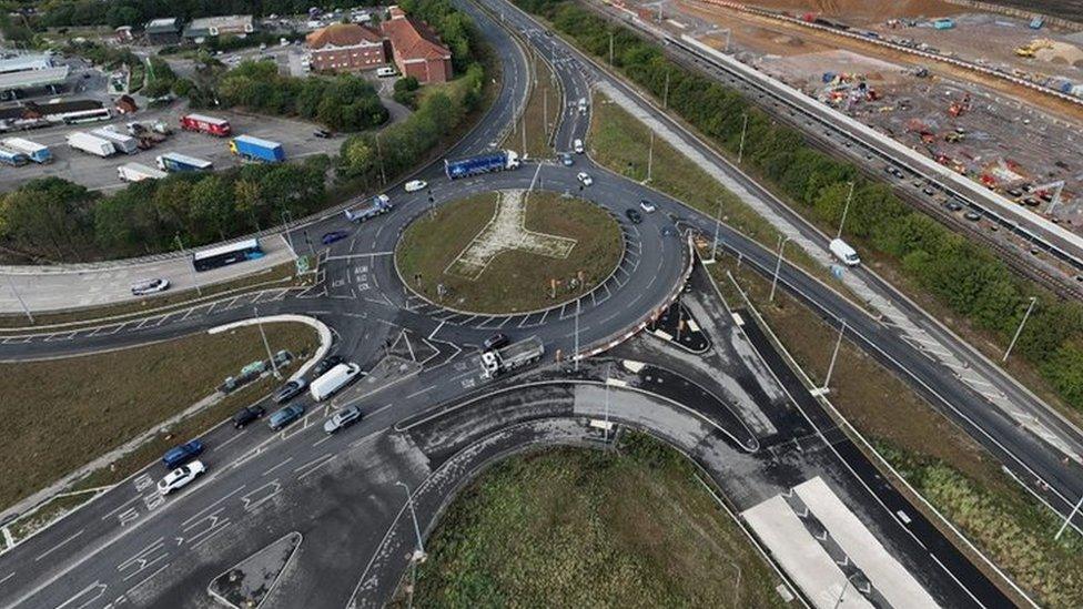 Work being carried out on the Boreham Interchange, Chelmsford, Essex