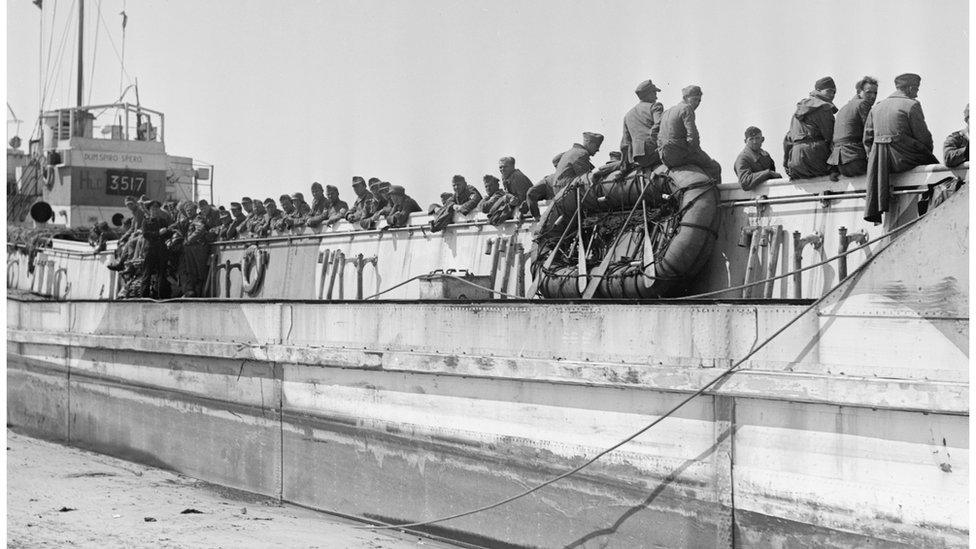 LCT 7074 on Gold beach on 7.6.45