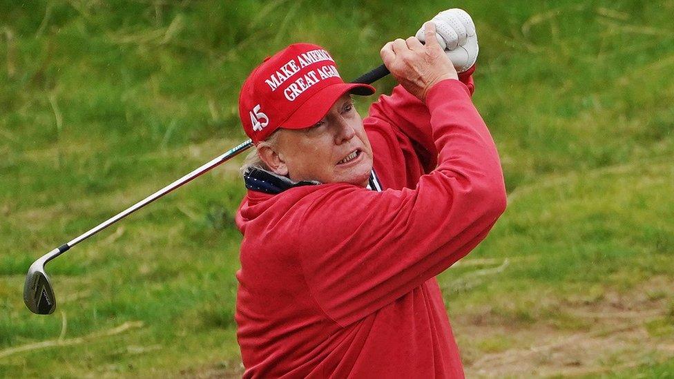 Donald Trump playing golf in Doonbeg, Co Clare