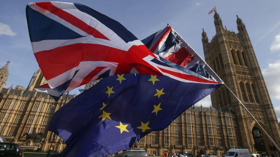 parliament-with-EU-and-UK-flags