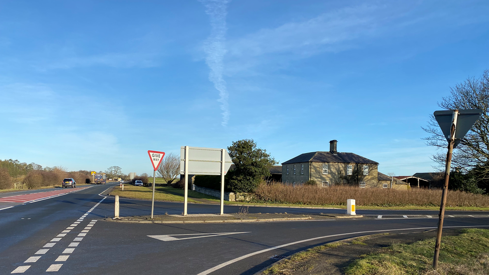 Farm house next to A1 at Charlton Mires