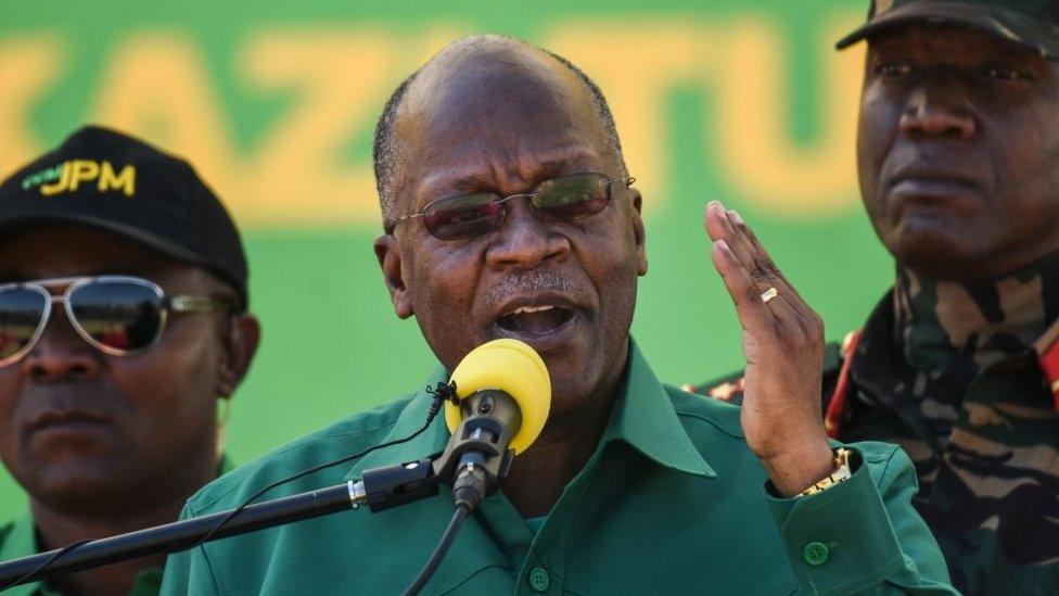 John Magufuli delivers a speech in Dodoma, Tanzania, on 29 August 2020