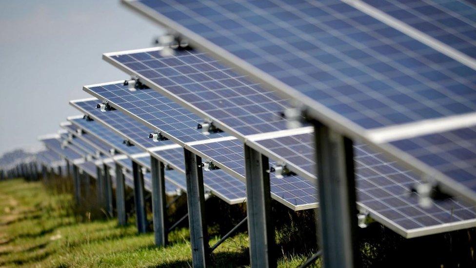 Solar panels on a solar farm