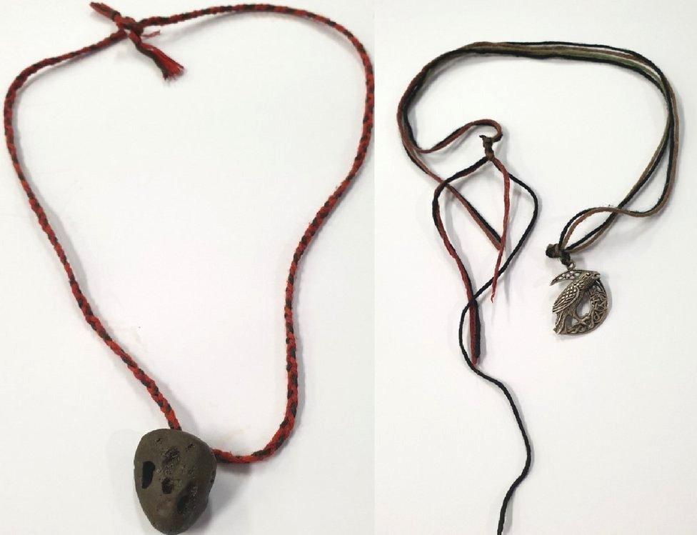 Two necklaces worn by the woman police are trying to identify