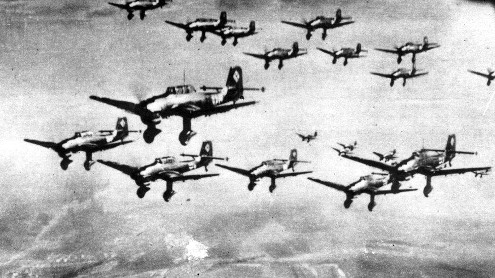 Stukas in formation, 1940