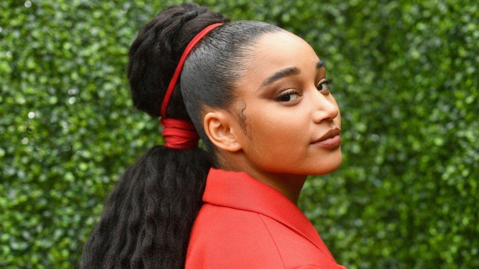 Amandla Stenberg at the 2018 MTV Movie And TV Awards on June 16, 2018 in Santa Monica, California.