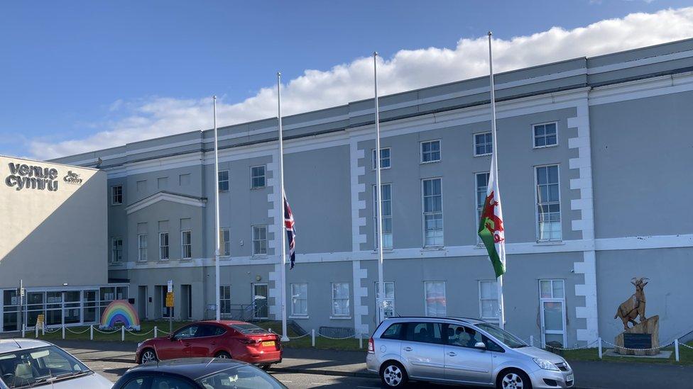 Flags lowered at Venue Cymru, Llandudno