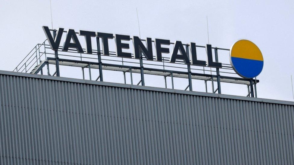 Vattenfall logo on a building in Germany