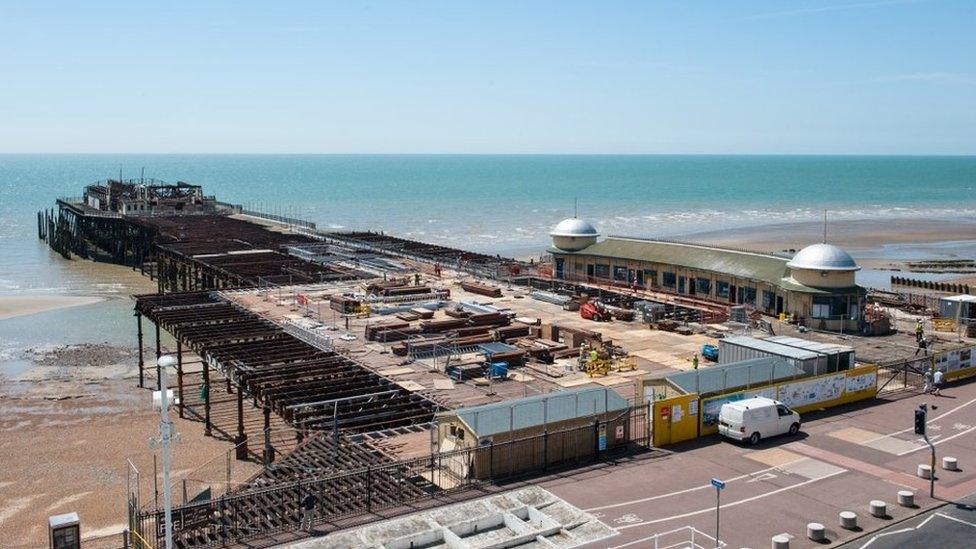 The site of Hastings Pier during rebuilding