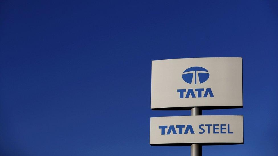 Tata Steel sign in Rotherham