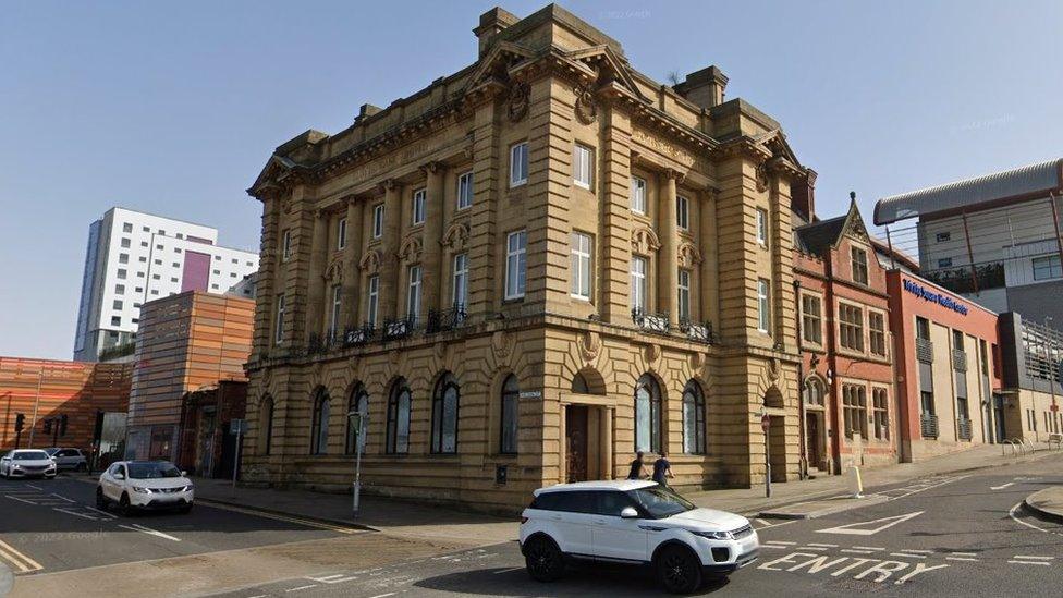 Streetview of an old bank