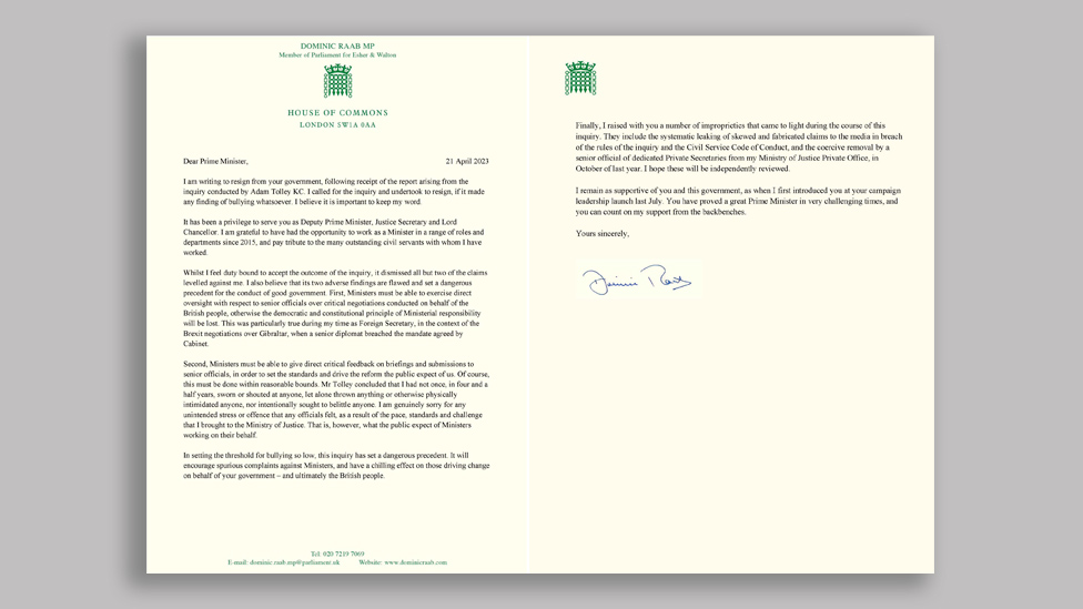 Raab resignation letter