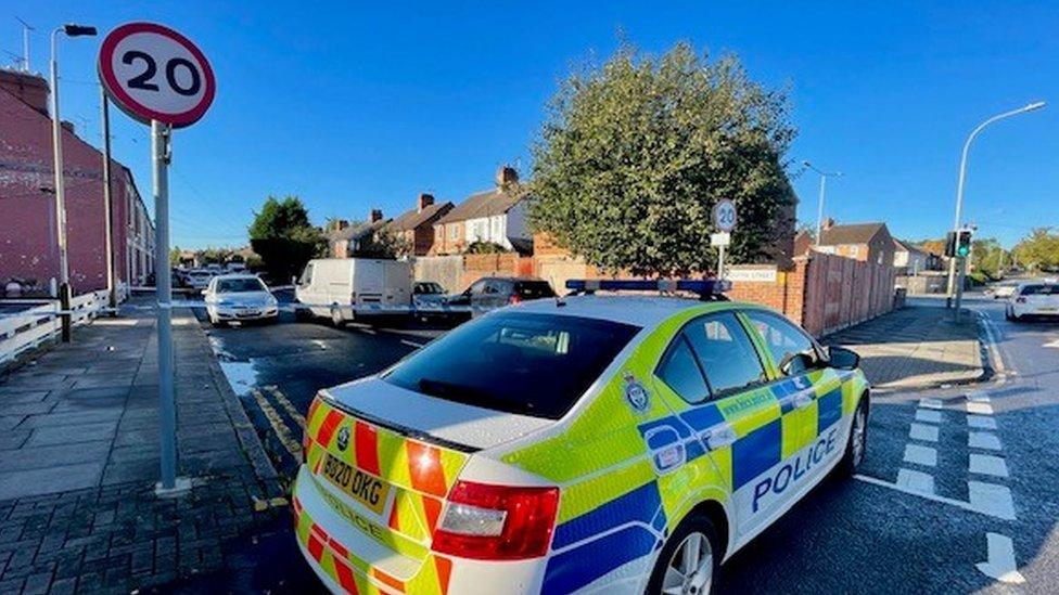 Cordon at petrol station in Glenfield Road