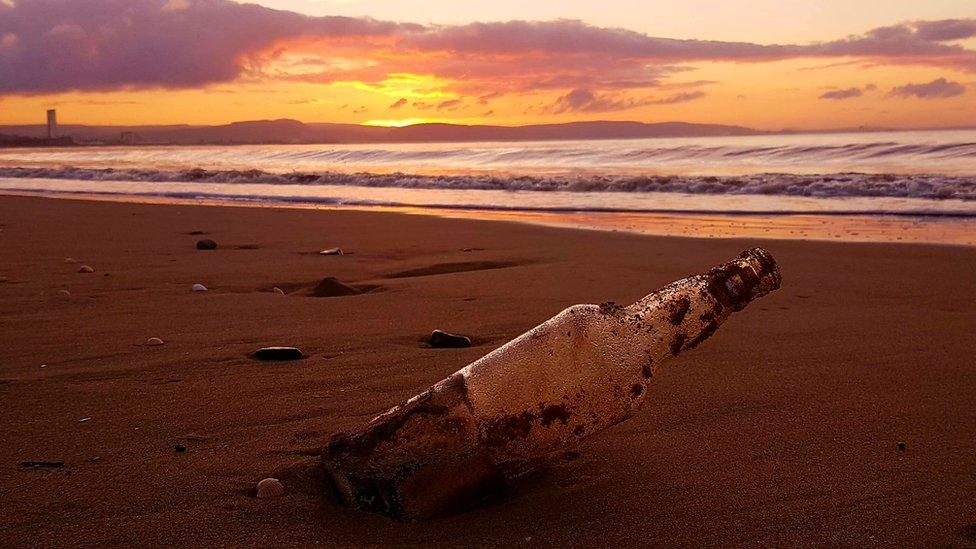 Message in a bottle: Duane Evans captured this evocative image of Swansea Bay