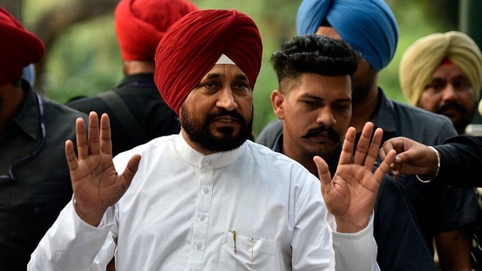 Punjab Chief Minister Charanjit Singh Channi interacts with the media outside, Prime Ministers residence on October 1, 2021 in New Delhi, India.