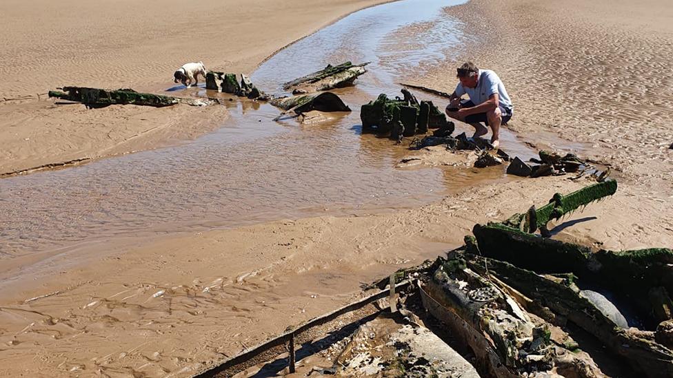 Wreckage on beach