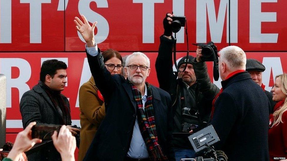 Jeremy Corbyn addressing a rally during the general election