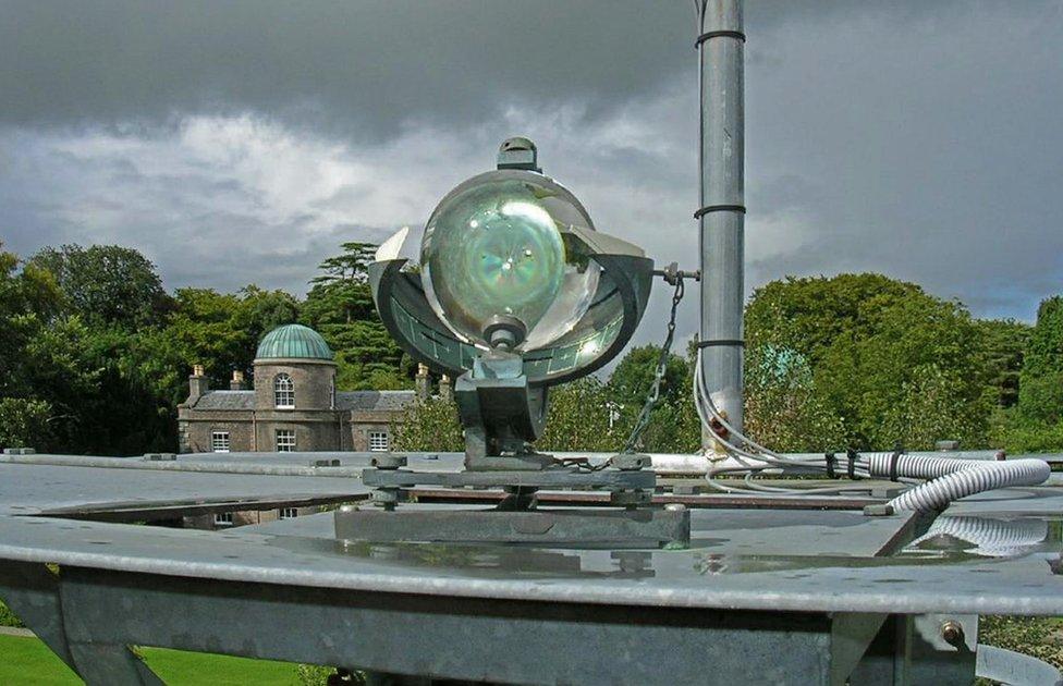 Campbell-Stokes sunshine recorder on top of the Armagh Observatory’s sunshine tower during summer 2005