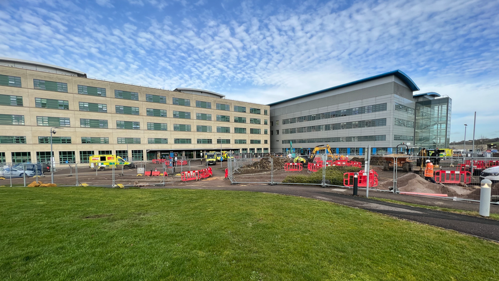 Diggers prepare the ground outside the existing GWH emergency department