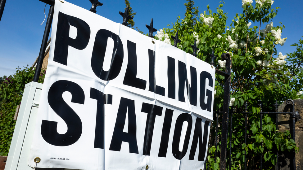 Polling station sign