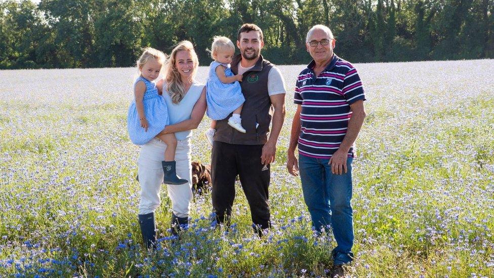 Kelly Ball, Rhys Jenkins and their two daughters, and Gethin Jenkins, at Model Farm