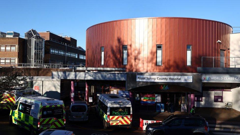 The outside of Royal Surrey County Hospital in Guildford