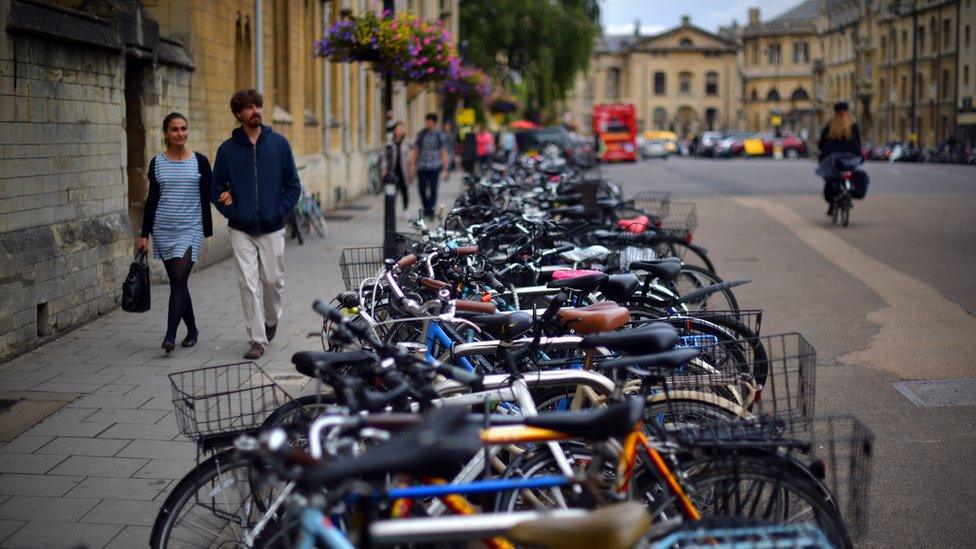 Bicycles parked in Oxford