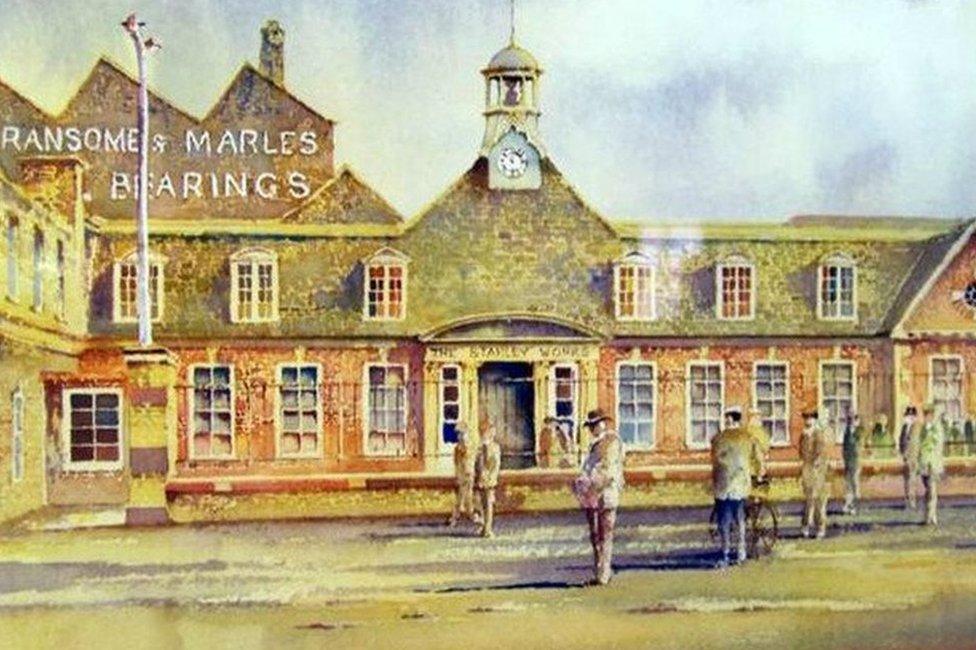 The frontage of the Ransome & Marles factory that was bombed on Friday 7 March 1941