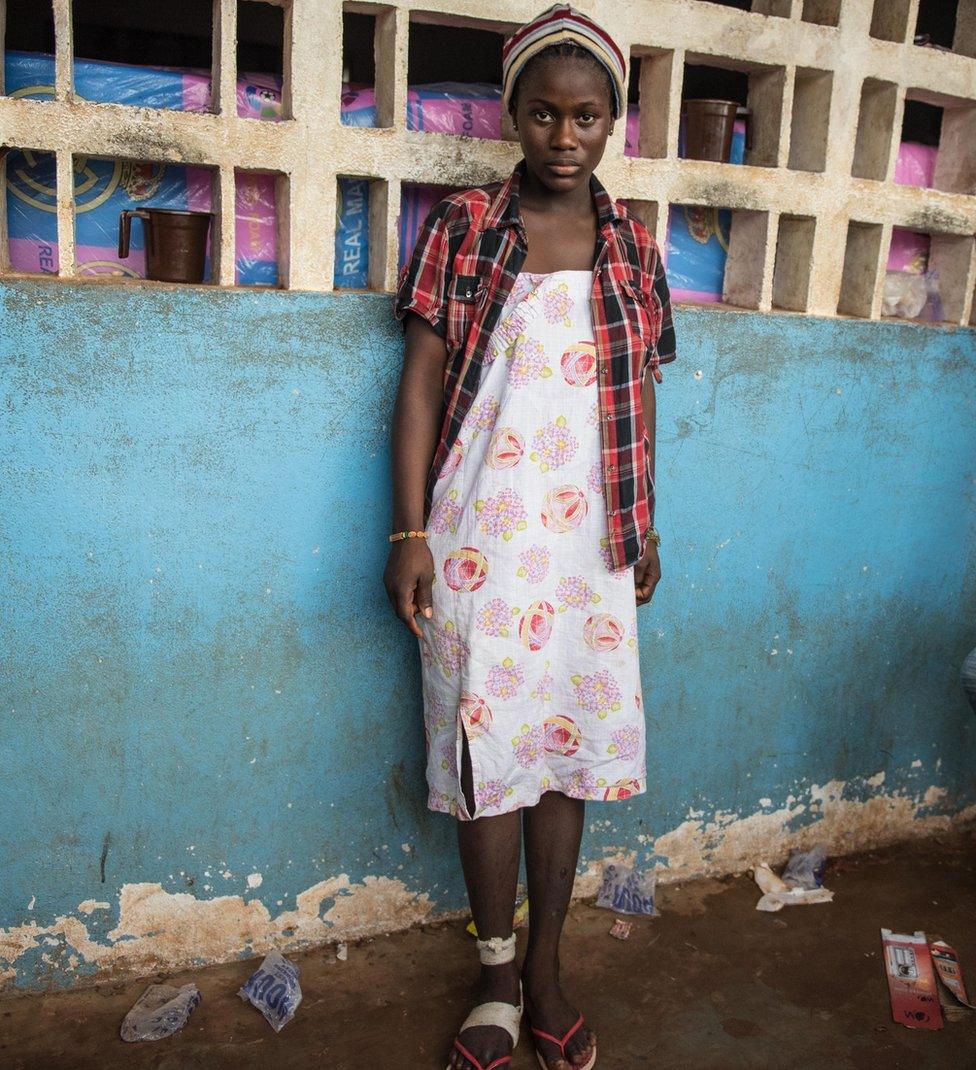 Mbalu Bangura at Kaningo school collecting emergency supplies