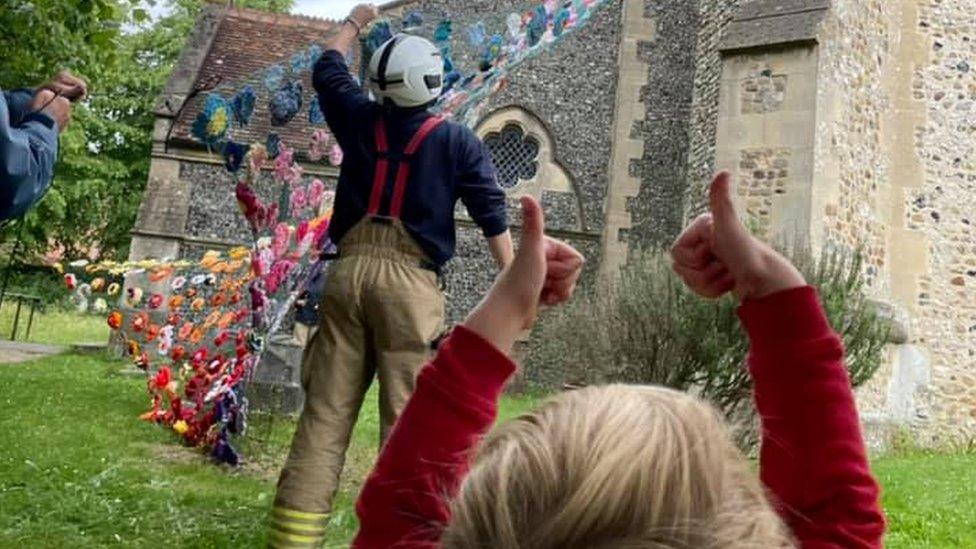 Fireman and a child