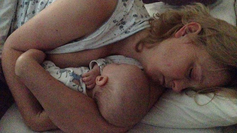 Alexandra Vanotti asleep with baby