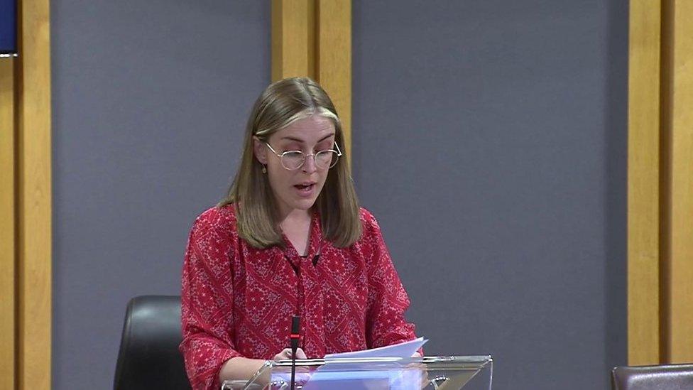 Sarah Murphy speaking in the Senedd