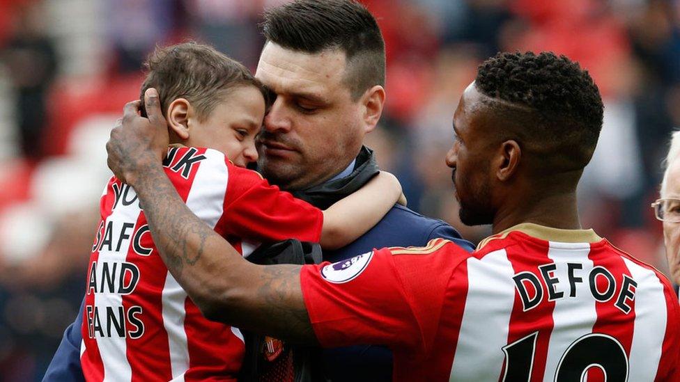 Bradley Lowery, dad Carl and Jermain Defoe